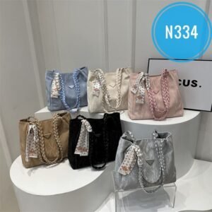 Western-Style Large-Capacity Ribbon Strap Tote Bag Code-N334