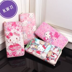 Sanrio Hello Kitty Standard Wallet for Women Kawaii Melody Kuromi Coin Purse PU Leather Luxury Designer Bag N.W-11