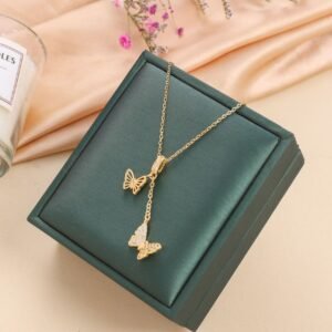 Double Butterfly Chain Necklace