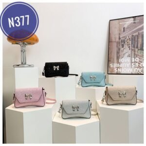 Bowknot decoration fashion solid color shoulder bag simple stylish commuting shoulder small square bag Code-N377