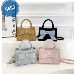 Korean style ladies' simple pure color bow style foreign texture trend casual crossbody handbag Code-N403