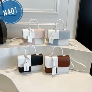 Niche design contrast color stitching small square handbag bag fashion shoulder Bag Code-N407