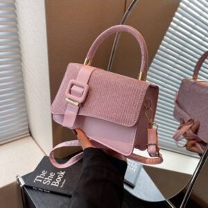 Western style simple solid color water ripple bag fashion crossbody shoulder small square bag for women Code-N262