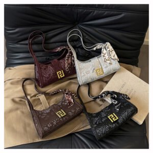 Bags for women shoulder bags fashion trend black bags niche armpit bags fashion retro silk scarf women's bags Code-N414
