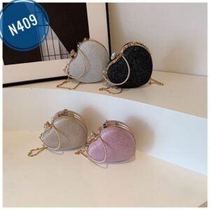 Korean women's bag chain crossbody bag foreign trade handbag shoulder heart-shaped bag evening bag box bag clutch bag diamond bag Code-N409