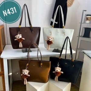 Large capacity retro minimalist tote bag for women, versatile shoulder bag for commuting, solid color casual handbag with PU texture N431