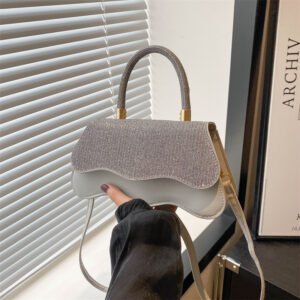 Alternative view of Western style simple solid color water ripple bag fashion crossbody shoulder small square bag for women Code-N361