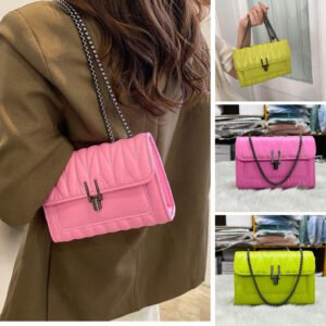 Korean Style Fashionable Wrinkled Women's Bag Versatile Chain Small Chanel Style One-Shoulder Crossbody Bag Women's Small Square Bag Code-N145