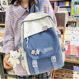 Alternative view of Japanese-style large-capacity student backpack with college-style casual design and workwear style N221