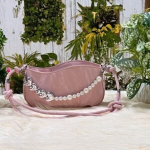 Alternative view of Textured pearl love chain large capacity leisure summer solid color fashion one-shoulder underarm small square bag for women Code-N359