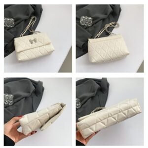 Alternative view of Diamond chain bag women's style large capacity solid color stylish shoulder small square bag Code-N394