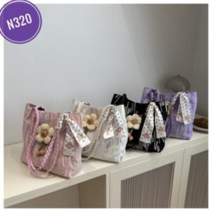 Western-style solid color flower fresh butterfly temperament fashion design one-shoulder crossbody textured tote bag Code-N320