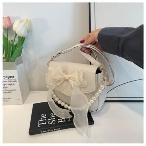 Alternative view of Pearl Chain Fashionable Small Bow Style Handbag Code-N337