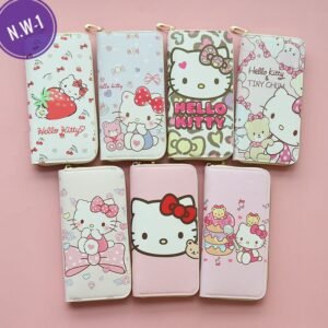 Sanrio Hello Kitty Purse Long Zipper Texture Student Card Bag Large Capacity Coin Purse Kawaii KT Cute Bank Card Bag Storage Bag