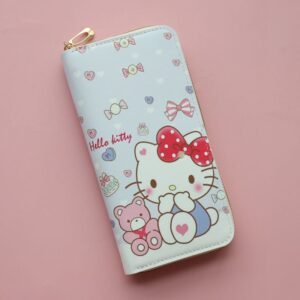 Alternative view of Sanrio Hello Kitty Purse Long Zipper Texture Student Card Bag Large Capacity Coin Purse Kawaii KT Cute Bank Card Bag Storage Bag