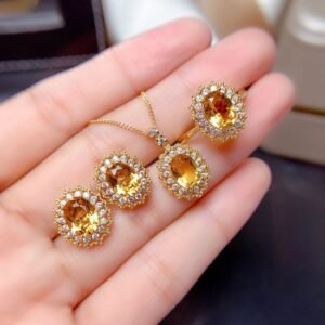 Crystal Yellow Stone Jewelry Set