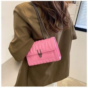 Alternative view of Korean Style Fashionable Wrinkled Women's Bag Versatile Chain Small Chanel Style One-Shoulder Crossbody Bag Women's Small Square Bag Code-N145