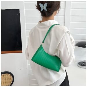 Alternative view of Solid Color Stylish Women's Bag Popular Style Fashion Retro Shoulder Bag Simple V-Faced Baguette Bag Code-N170