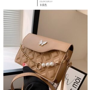 Alternative view of Gentle Temperament Embroidery Thread Butterfly Decoration Style Fashionable One-Shoulder Crossbody Handbag Small Square Women's Bag Code-N156