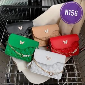 Gentle Temperament Embroidery Thread Butterfly Decoration Style Fashionable One-Shoulder Crossbody Handbag Small Square Women's Bag Code-N156