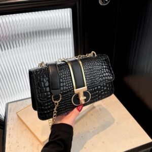 Alternative view of popular niche women's bag small bag simple shoulder crossbody crocodile pattern small square bag Code-N380