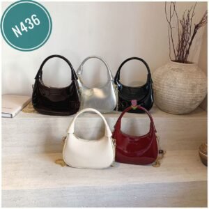 New Fashionable, Simple, Stylish Commuter Bag, Casual Crescent Bag, Glossy Chain Shoulder Bag/Underarm Bag N436