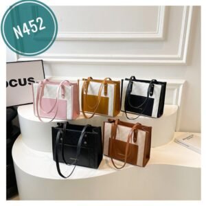 Large capacity, high-quality women's  new stylish casual color-blocked shoulder/underarm tote bag N452
