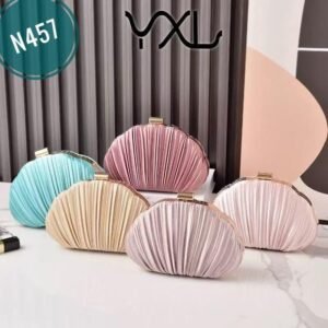 Glamour Shell Pleated Party Clutch N457